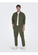 Pantaloni Barbati Only&Sons Onslinus Crop 0019 Cot Lin Cargo Olive Night