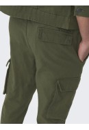 Men Pants Only&Sons Onslinus Crop 0019 Cot Lin Cargo Olive Night