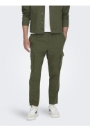 Pantaloni Barbati Only&Sons Onslinus Crop 0019 Cot Lin Cargo Olive Night