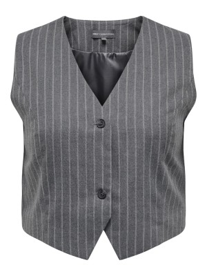 Women Vest Only Carmakoma Cardita Pinstripe Cc Dark Grey Melange Stripes Cloud Dancer