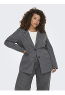 Women Blazer Only Carmakoma Carnewdita Check Dark Grey Melange Stripes Cloud Dancer
