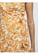 Rochie Pieces Pclarisa Short Wrap panza Flame Orange /Big Flower