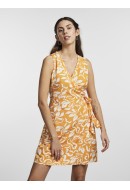 Rochie Pieces Pclarisa Short Wrap panza Flame Orange /Big Flower