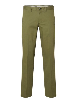 Men Pants Selected Slhstraight-William Twill Burnt Olive