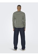 Men Sweater Only&Sons Onskalby Reg 12 Stripe Castor Gray