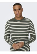 Men Sweater Only&Sons Onskalby Reg 12 Stripe Castor Gray