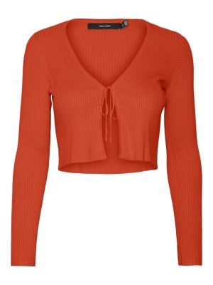 Cardigan Dama Vero Moda Vmglory Rib Tie Tangerine Tango