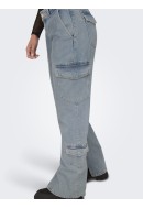 Women Jeans Only Onlbohemia Lw Wide Cargo Slit Light Blue Denim