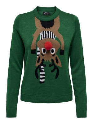 Pulover Dama Onlxmas Deer O-Neck Green Jacket