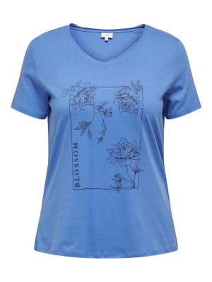 Women T-shirt Only Carmakoma Carquote V-Neck Reg Super Sonic