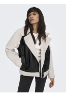 Women Jacket Only Onljuna Faux Leather Mix Black/Pumice Stone