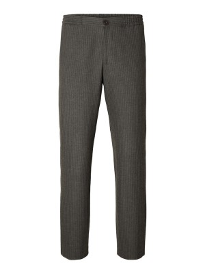 Men Pants Selected Slhstright-Robert Flex Grey Stripes Grey