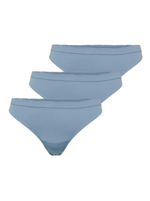 Chiloti Dama Only Onlvicky Rib SleThong Scallop 3-Pack Winward Blue