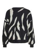 Pulover Dama Vila Vilajuli Jacquard Knit Black/White Sand