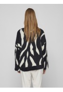 Pulover Dama Vila Vilajuli Jacquard Knit Black/White Sand