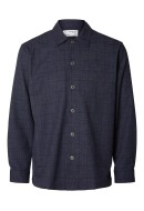 Men Shirt Selected Slhloosefelix-Vis Dark Navy Checks