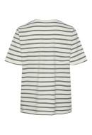 Tricou Dama Pieces Pcbibbi O-Neck Cloud Dancer Stripes Deep Lichen