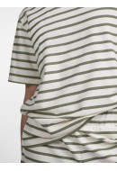 Tricou Dama Pieces Pcbibbi O-Neck Cloud Dancer Stripes Deep Lichen