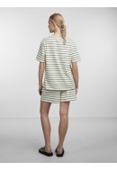 Tricou Dama Pieces Pcbibbi O-Neck Cloud Dancer Stripes Deep Lichen