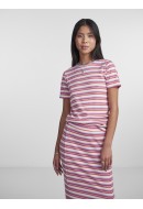 Tricou Dama Pieces Pcjay Jay Cloud Dancer Stripes Hot Coral Lavander Sugar Plum