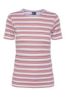 Tricou Dama Pieces Pcjay Jay Cloud Dancer Stripes Hot Coral Lavander Sugar Plum