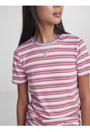 Tricou Dama Pieces Pcjay Jay Cloud Dancer Stripes Hot Coral Lavander Sugar Plum