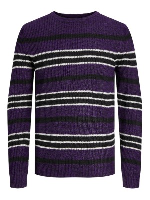 Men Sweater Jack&Jones Jctwist Striped Crew Neck Violet Indigo Stripes High-Rise/Black