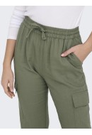 Pantaloni Dama Only Onlcaro Mw Lin Pull-Up Cargo Oil Green