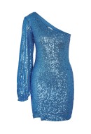 Rochie Noisy May Nmscarlett One Shoulder Dark Blue Detail Sequins