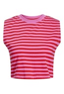 Maieu Dama Jjxx Jxalvira Slim Crop Stripe Carmine Rose/Fiery Red