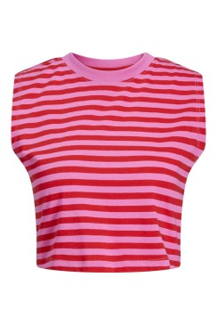 Maieu Dama Jjxx Jxalvira Slim Crop Stripe Carmine Rose/Fiery Red