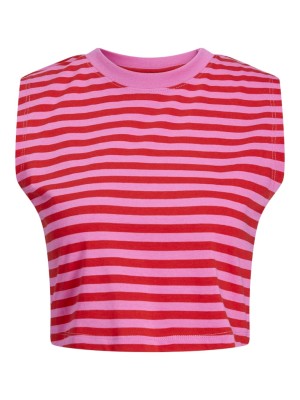 Maieu Dama Jjxx Jxalvira Slim Crop Stripe Carmine Rose/Fiery Red