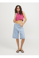 Maieu Dama Jjxx Jxalvira Slim Crop Stripe Carmine Rose/Fiery Red