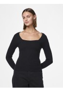 Pulover Dama Pieces Pckalu Square Neck Rib Black