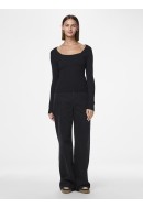 Pulover Dama Pieces Pckalu Square Neck Rib Black