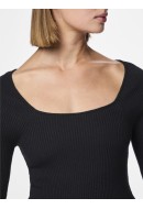 Pulover Dama Pieces Pckalu Square Neck Rib Black