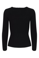 Pulover Dama Pieces Pckalu Square Neck Rib Black