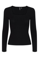 Pulover Dama Pieces Pckalu Square Neck Rib Black