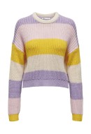 Women Sweater Onlnikka Stripe O-Neck Birch/Lavendula