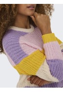 Women Sweater Onlnikka Stripe O-Neck Birch/Lavendula