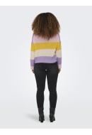 Women Sweater Onlnikka Stripe O-Neck Birch/Lavendula