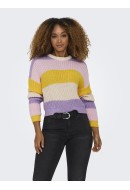 Women Sweater Onlnikka Stripe O-Neck Birch/Lavendula