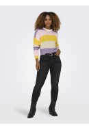 Pulover Dama Onlnikka Stripe O-Neck Birch/Lavendula