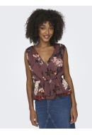 Maieu Dama Only Onlstar Life Excl Sl Peplum Rose Brown Aop Isabella Flower