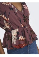 Maieu Dama Only Onlstar Life Excl Sl Peplum Rose Brown Aop Isabella Flower