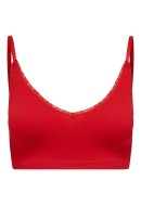 Bustiera Only Onlvicky Rib V-Neck Lace Crop High Risc Red