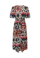 Dress Jacheline De Young Jdygry 2/4 Vneck Shirt Burunt Birck/Boho Print