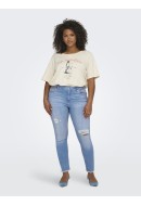 Blugi Dama Only Carmakoma Carwilly Reg Skinny Ank Raw Rea814 Light Blue Denim