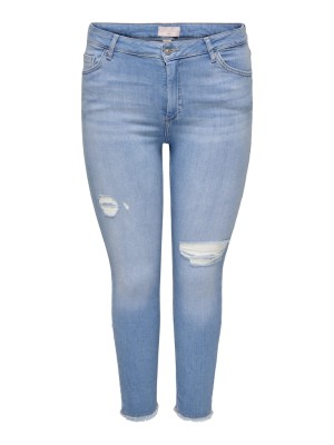 Blugi Dama Only Carmakoma Carwilly Reg Skinny Ank Raw Rea814 Light Blue Denim