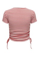 Tricou Dama Only Onlwendy Ruching Rose Of Sharon Stripes Cloud Dancer